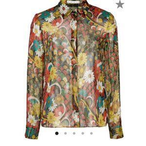 Alice + Olivia sheet floral metallic blouse, size XS